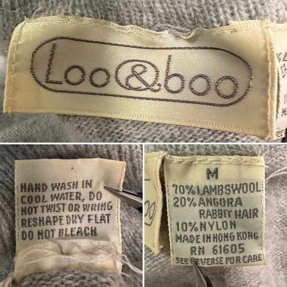 90s Vintage Loo & Boo Turtleneck Sweater Lambswool Angora Blend Gray Size S-M - Picture 9 of 9